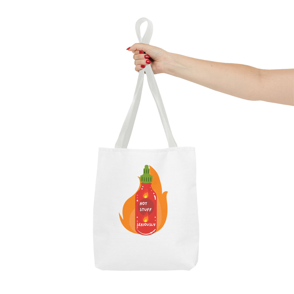 Tote Bag — “Hot Stuff Seriously” Sriracha Hot Sauce Graphic Tote Bag for Everything