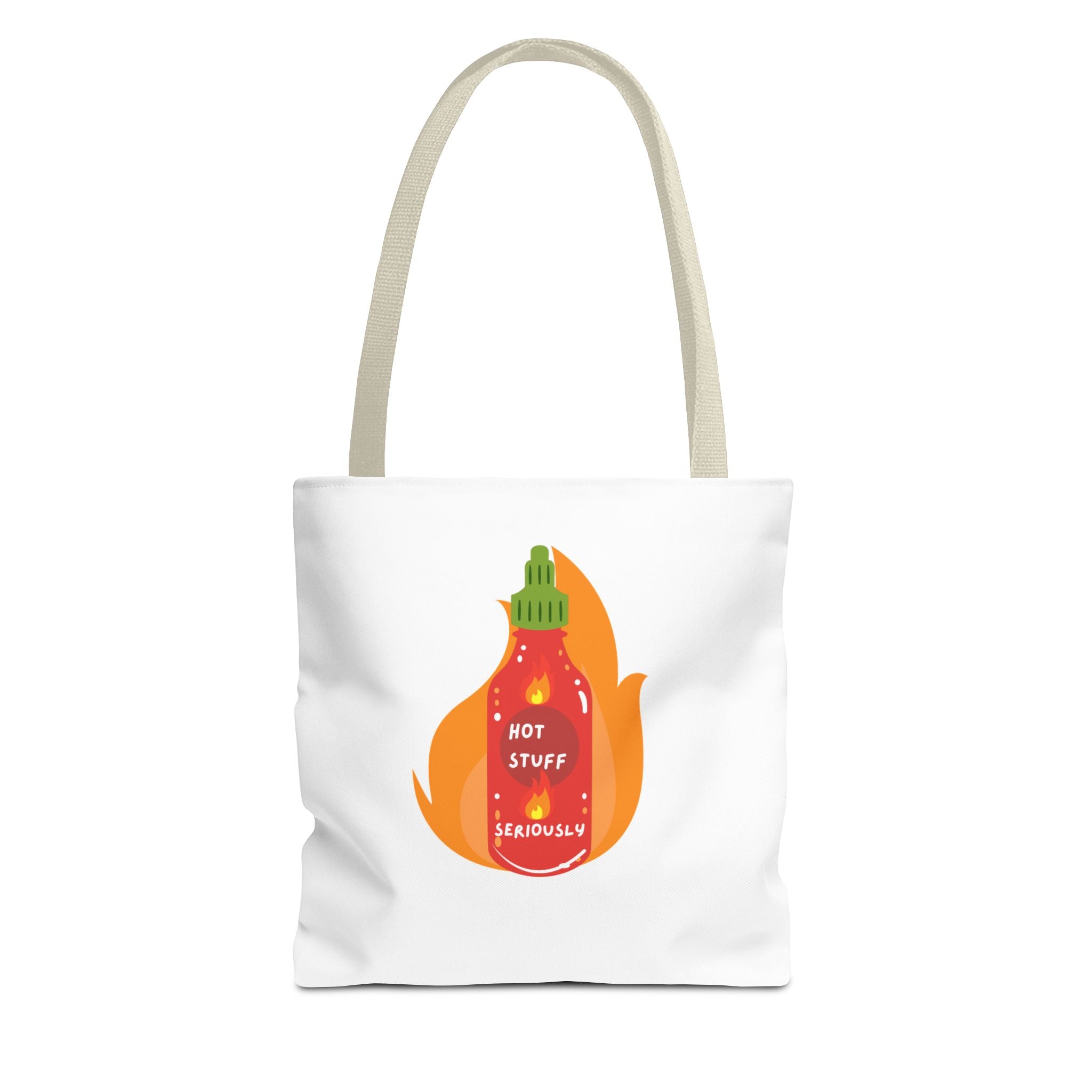 Tote Bag — “Hot Stuff Seriously” Sriracha Hot Sauce Graphic Tote Bag for Everything