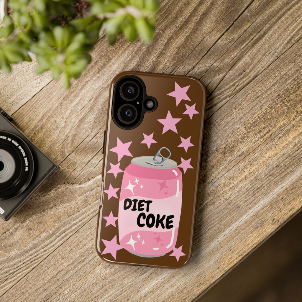 Diet Coke Pink Can Phone Case — Retro Star Sparkle Protective Case