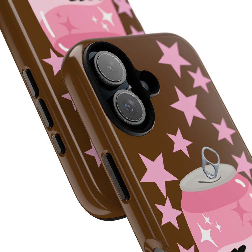 Diet Coke Pink Can Phone Case — Retro Star Sparkle Protective Case