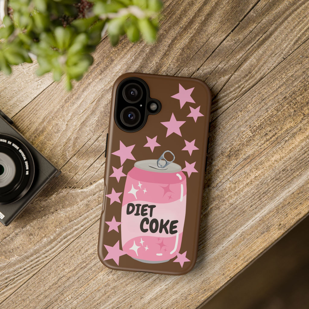 Diet Coke Pink Can Phone Case — Retro Star Sparkle Protective Case