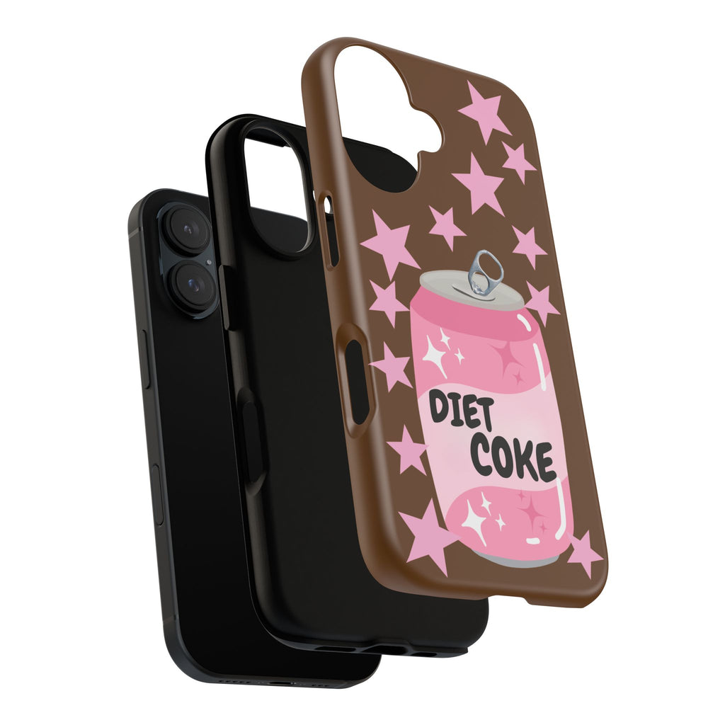 Diet Coke Pink Can Phone Case — Retro Star Sparkle Protective Case